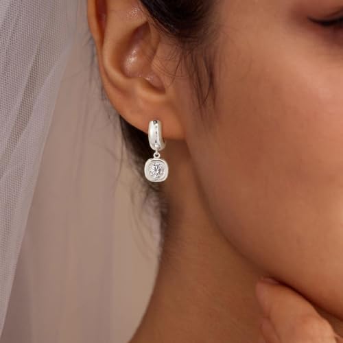LLWOM Gold Dangle Earrings for Women-Trendy 14K Gold/Silver Plated Cubic Zirconia Huggie Hoop Earrings Teardrop Earrings Lightweight Hypoallergenic Statement Jewelry Gifts for Women - color: S-Dangle Hoop