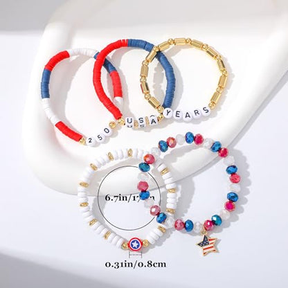 Boho Beaded Stretch Bracelets For Women Stackable Crystal Gold Plated Beaded Bracelets Set Trendy Handmade Friendship Braeclet Jewelry Gifts - color: U-250th bracelet 1