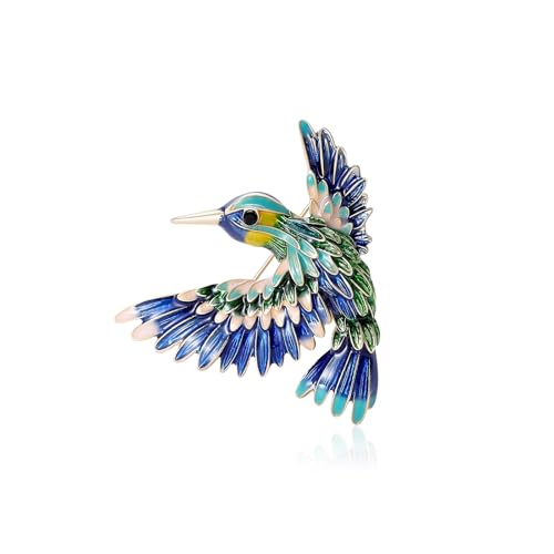 Enamel Bird Brooch for Women Rhinestones Owl/Hummingbird/Eagle/Toucan Lapel Pin Cute Bird Brooches Jewelry Gifts for Mom Wife - color: Green-Hummingbird 1