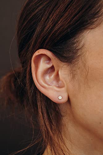 Unisex 6 Pairs Dot Stud Earrings, Surgical Steel Gold Plated Black Tiny Flat Disc Stud Earrings for Women Men - color: Silver-2mm