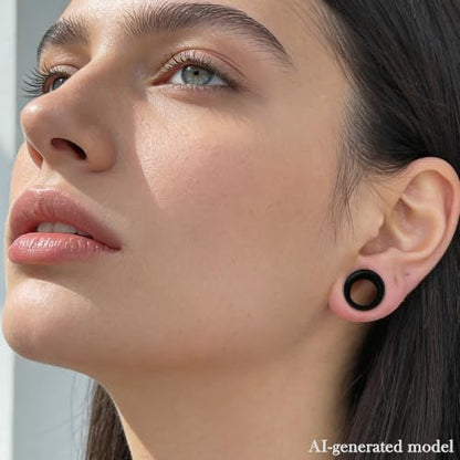 12G-25mm Double Flare Thin Gauges Tunnels Plugs Stretching Kit 316L Surgical Stainless Steel Hollow Gauge Tunnel Plug for Ear 12G 10G 8G 6G 4G 2G 0G 00G 12mm 14mm 16mm 18mm 20mm 22mm 25mm - color: Black Tone, size: 0G(8.0mm)-22mm