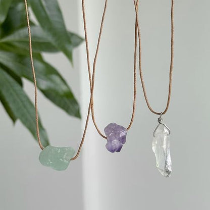 Crystal Holder Necklace for Women Natural Gemstone Crystal Pendant Necklace Handmade Boho Sun Necklace Summer Beach Jewelry Accessories - color: Purple