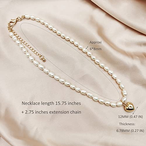 wgoud Natural Freshwater Pearl Choker Necklace for Women, Trendy 14K Gold Plated Pearl Necklaces Handmade Jewelry Gift - color: Necklace K