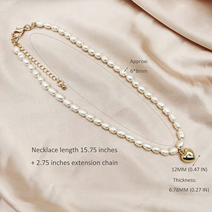 wgoud Natural Freshwater Pearl Choker Necklace for Women, Trendy 14K Gold Plated Pearl Necklaces Handmade Jewelry Gift - color: Necklace K