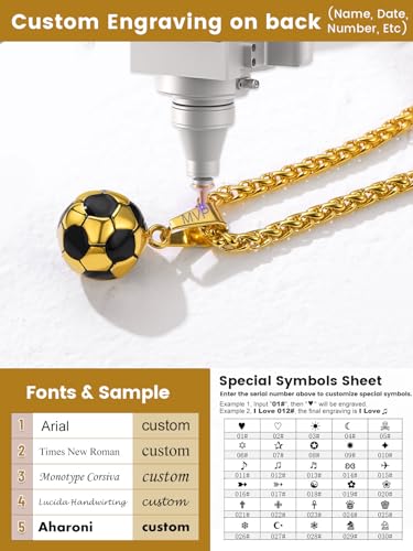 GOLDCHIC JEWELRY Sport Necklaces for Men Teen, Football Baseball Soccer Basketball Softball Necklaces with Stainless Steel Chain Athlete Jewelry Sports Fan Gift - color: Soccer Pendant-Gold, style: Personalised Engraving