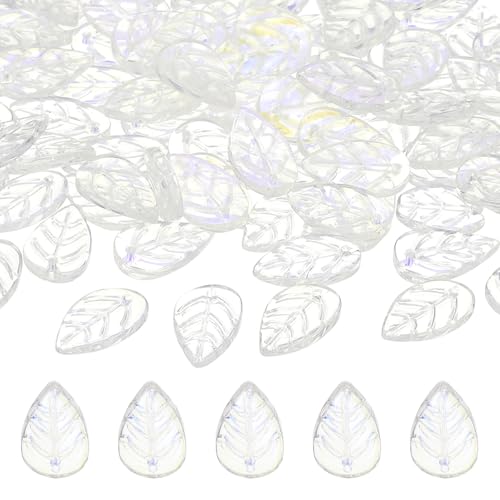 PATIKIL Leaf Beads, 50Pcs Crystal Translucent Czech Glass Beads for DIY Jewelry Making Bracelets Necklace, Gradient AB - color: Gradient AB