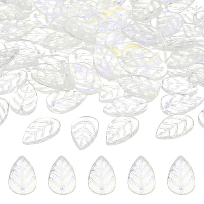 PATIKIL Leaf Beads, 50Pcs Crystal Translucent Czech Glass Beads for DIY Jewelry Making Bracelets Necklace, Gradient AB - color: Gradient AB