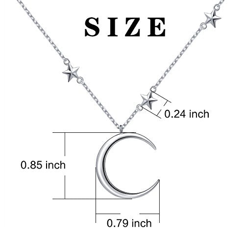 Ladytree 925 Sterling Silver Jewelry Crescent Moon and Star Pendant Necklace - style: Three Stars