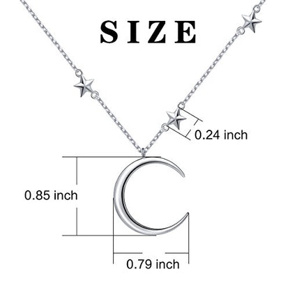 Ladytree 925 Sterling Silver Jewelry Crescent Moon and Star Pendant Necklace - style: Three Stars