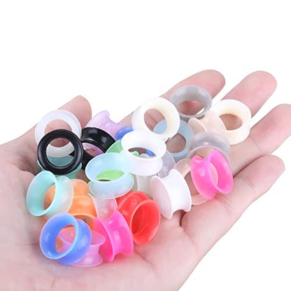 Xpircn 30Pcs Silicone Ear Gauges Flexible Ear Tunnels Plugs Stretchers Expander Double Flared Flesh Ear Piercing Jewelry for Women Men - style: Gauge:9/16"(14mm)