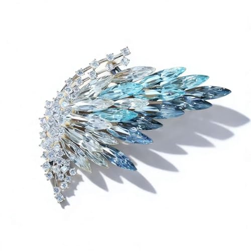 Luxury Camellia Flower Brooch, Sparkling Crystal & Rhinestone Pin with Teardrop Pendant for Women, Elegant Statement Jewelry for Wedding, Party, or Daily Wear - style: Antique