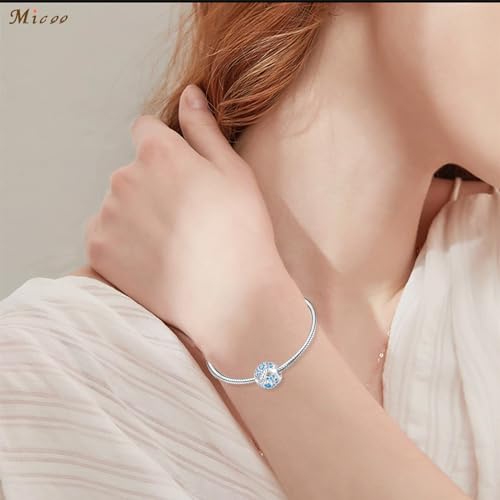 MICOO 925 Sterling Silver Jan-Dec Birthstone Charms For Bracelets and Necklaces, Original DIY Bead Charms With Cubic Zirconias Jewelry Birthday Gifts For Women. - color: 93-12Dec Birthstone charm