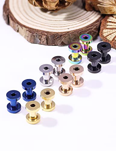 Vsnnsns 14G 12G 8G 6G 4G 2G 0G 00G Stainless Steel Ear Tunnels Screw Fit Ear Plugs Tunnels Gauges Set 1.6MM 2MM 3MM 4MM 5MM 6MM 8MM 10MM - color: 6G-4.0mm