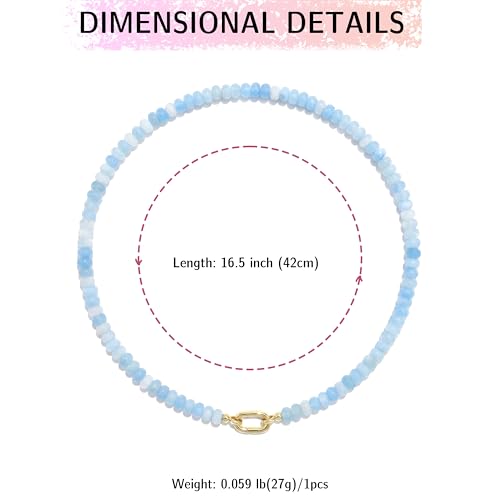 CONRAN KREMIX Colorful Stone Beaded Necklace for Women,Natural Gemstone Bead Choker Necklaces Boho Summer Beach Layering Necklace Jewelry Gift for Women - color: Azure