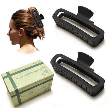 Hair Claw Clips 5 Inch Unbreakable Black XL Large Square Rectangle Clip Clamp for Thick Curly Long Hair Women - 2 Pack - color: E 5 inch