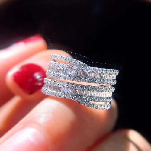 PAVOOI 14K Gold Plated X Ring Simulated Diamond CZ Criss Cross Ring for Women Juude Jewelers Silver Rose Gold Braided Wrap Knot Style Promise Statement Cocktail Party Ring(Silver.D-US Code-6) - color: SILVER.D, size: (US Code-6)