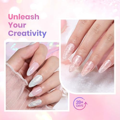 Beetles Gel Nail Polish Set- Creamy Twist 6 Colors Pearlescent Gel Polish | with Dotting Pen Soak Off UV/LED Nail Polish Gel Home Salon Manicure Nail Gel Gift for Women - color: Creamy Twist