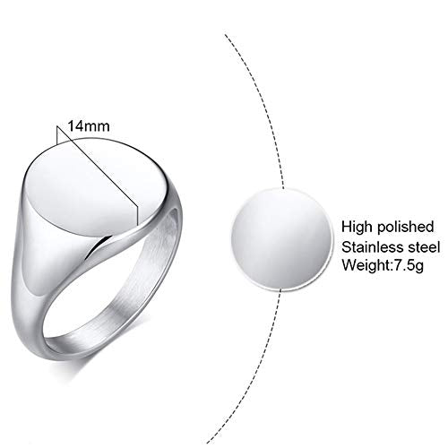 Jude Jewelers Stainless Steel Classical Simple Plain Round Signet Style Pinky Wedding Statement Promise Anniversary Ring - color: Silver