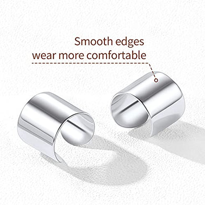 ChicSilver 925 Sterling Silver Ear Cuff Earrings Non Piercing Clip on Cartilage Cuff Earrings for Women - style: D: 10mm Simple Cuff