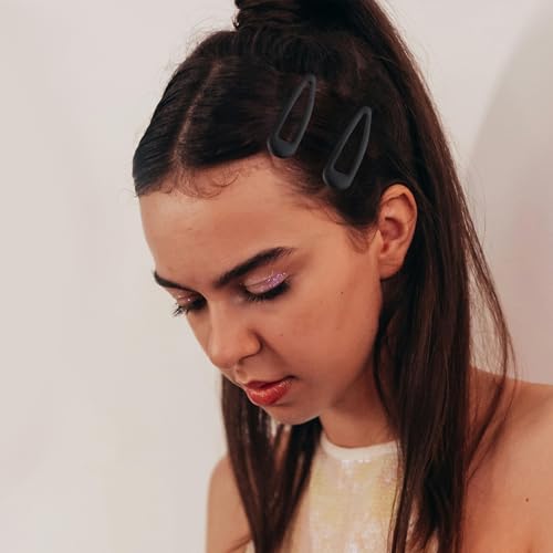 Small Hair Barrettes For Women No Slip Metal Snap Clips For Thin And Fine Hair,Matte Black,20 PCS,1.97 x 0.5 Inch. - color: Matte Black