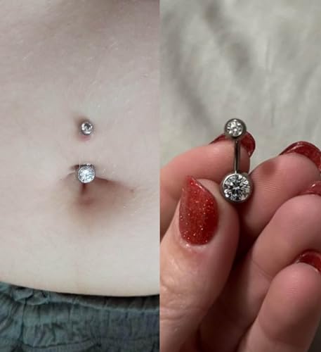 QWALIT Belly Button Ring Silver Gold Belly Rings Surgical Stainless Steel Belly Button Rings for Women Belly Button Piercing Jewelry Hypoallergenic Dangle Belly Button Ring Clicker Belly Ring Dangling - style: C1-Classic- round zircon