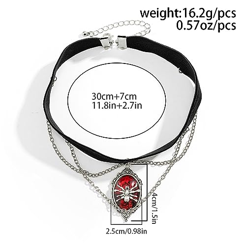 Todenb Gothic Choker Witch Necklace for Women Lace Vampire Collar Necklace Y2K Goth Black Zirconia Pendant Necklaces Halloween Dark Bridal Vampire Witch Party Jewelry Accessories - style: Style-A