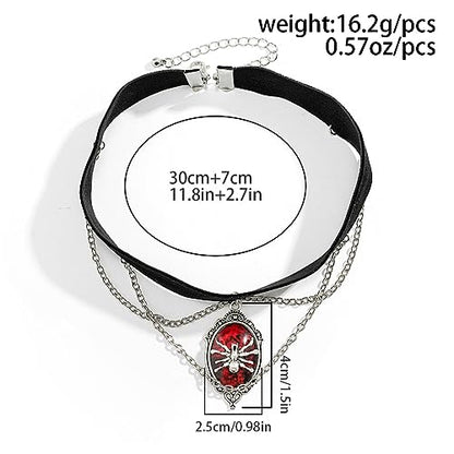 Todenb Gothic Choker Witch Necklace for Women Lace Vampire Collar Necklace Y2K Goth Black Zirconia Pendant Necklaces Halloween Dark Bridal Vampire Witch Party Jewelry Accessories - style: Style-A