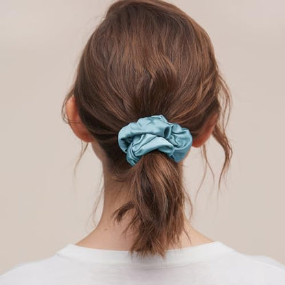 LILYSILK Silk Hair Scrunchies/Ties for Frizz & Breakage Prevention, 100% Mulberry, No Damage, Elastic ponytail Holders, 1Pc, Blue Haze - color: Blue Haze