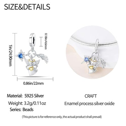 925 Sterling Silver Charms for Bracelets and Necklaces Beads Charms Jewelry Gift for Women - color: Angel Wings Charm