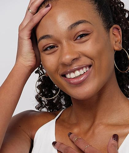 Cocadant Big Gold Hoop Earrings for Women Girls,Dainty 14k Gold Hypoallergenic Rose Gold Silver Hoop Earrings with 925 Sterling Silver Post,Stainless Steel Large Hoop Earrings - style: 50mm-Gold,Silver and Rose gold