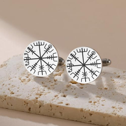 Cufflinks for Men Delicate Stainless Steel Wedding Business Cufflinks Gifts for Groom Husband French Shirt Accessories - style: Shield Symbol-Silver