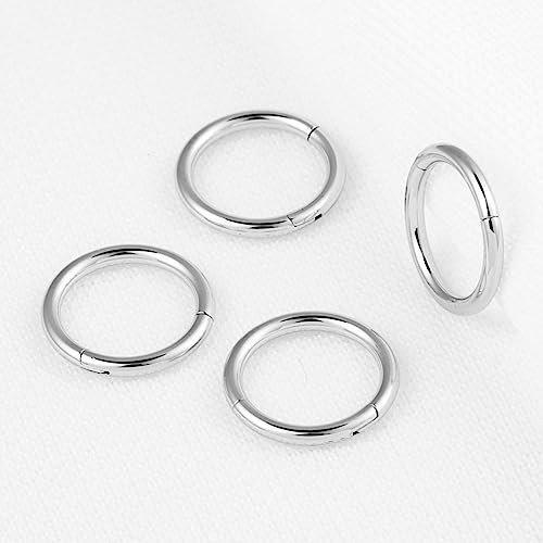 4Pcs 16G 18G 20G Surgical-Steel-Piercing-Ring-Nose-Rings-Hinged-Hoop-Earrings,6mm 8mm 10mm 12mm Seamless Stainless Steel Clicker Eyebrow Septum Piercing Hoop,Sliver Black Gold Rose Gold Rainbow Body Jewelry Set - color: 16G 8mm Silver & Black