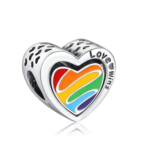 KEQ Rainbow Dangle Charm for Bracelet Necklace In A World Full Of Darkness Be A Rainbow Pride Month - color: HEART BEAT