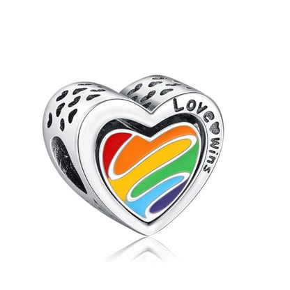 KEQ Rainbow Dangle Charm for Bracelet Necklace In A World Full Of Darkness Be A Rainbow Pride Month - color: HEART BEAT