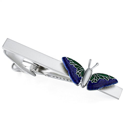 HAWSON 2 inch/ 2.2 inch Tie Clip for Men, Novelty Tie Bar Clip for Men and Boys, Interesting Tie Clip for Party - color: Blue Butterfly