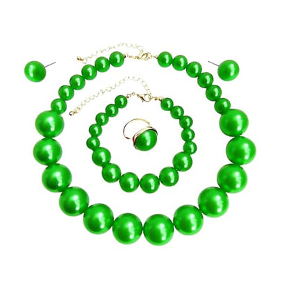 Prom Jewelry Set for Women Pearl Jewelry Sets Pearls Necklace Earrings Bracelet Ring Sets Faux Pearls Bridesmaid Bridal Wedding Prom Outfits Jewelry Sets - color: Green