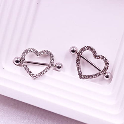 VERAMI 14G Stainless Steel Heart Nipple Rings and Barbell - Butterfly, Starlight Acrylic Ball, Tongue Rings for Women and Men - color: CLEAR-CZ