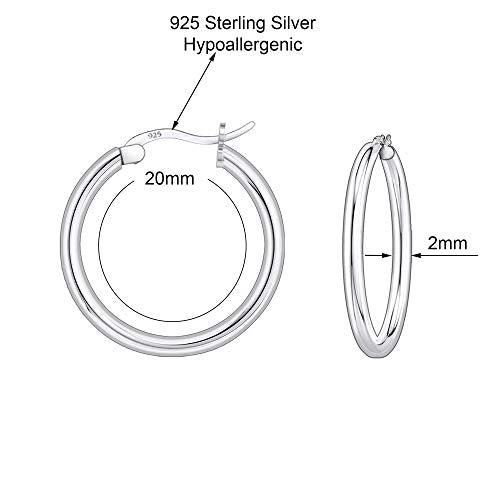 Savlano 925 Sterling silver Round Hoop Earrings for Women & Men Comes in 10MM-25MM - size: 20 Millimeters
