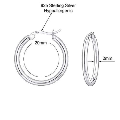 Savlano 925 Sterling silver Round Hoop Earrings for Women & Men Comes in 10MM-25MM - size: 20 Millimeters