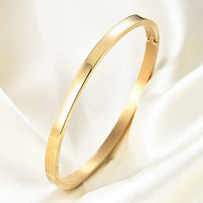 VQYSKO Love Friendship Bracelet Bangle Gold Rose Gold Silver with Cubic Zirconia Stones Stainless Steel Hinged Jewelry with Crystal Oval Bracelet Birthday Present for Her Women Teen Girls - style: 2PC-6.3 Inch-Silver+Gold