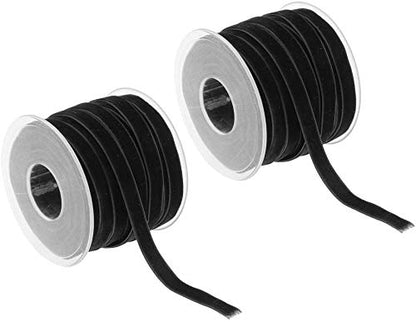 2 Rolls Velvet Ribbons for Wedding Décor Choker Necklace Gift Package Wrapping - Black
