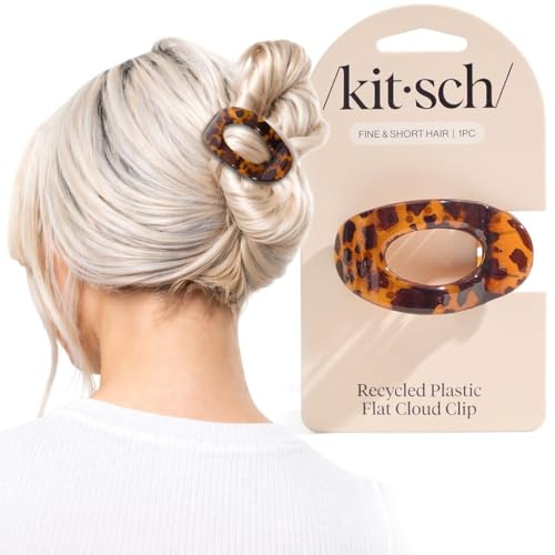 Kitsch Small Flat Claw Clip for Women - Tortoise, 1pc | Durable & Strong Hold Flat Hair Clips For Styling, Half Updo | Non-Slip for Secure, Comfortable Wear, For All Hair Types - color: Tortoise Design, size: Small