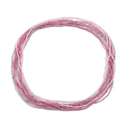 8Pcs Colorful Beads Waist Chain Sets Summer Beach Multi-layered Beaded Belly Chain Sexy Bikini Elastic Adjustable Waist Body Chain Beads Body Accessories Jewelry for Women - style: Pink