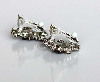 Faship Gorgeous Clip Ons Floral Earrings - color: Blue