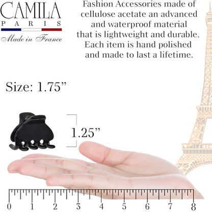 Camila Paris CP3659 French Hair Clip for Women, Small 2 inches Girls Hair Claw Clips Jaw Fashion Durable and Styling Hair Accessories for Women, Strong Hold No Slip Grip, Made in France - color: Black 2"