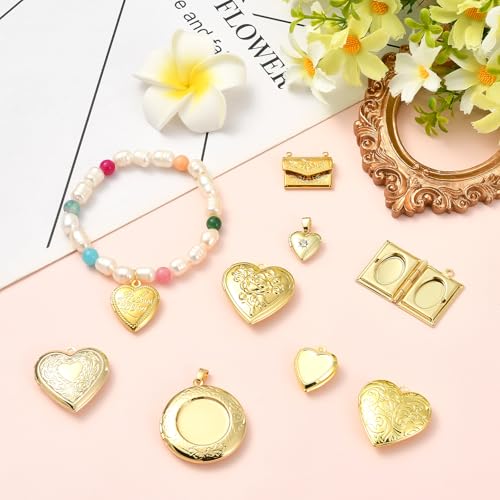 Photo Locket Charms for Jewelry Making Frame Charms Memorial Bracelet Necklace Earring Keychain - color: Gold