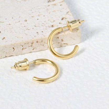 Minimalist Hoops for Women - 14K Gold Open Huggie Hoop Earrings, Hypoallergenic Tiny Hoops in Gold and Silver (Set of 1-5 Pairs) - color: 14K Gold - 8mm (1 Pairs)