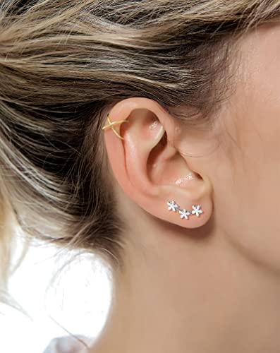 Tornito 9-30Pcs Cartilage CZ Stud Earrings Conch Forward Helix Tragus Daith Piercing Lip Rings Snake Heart Butterfly Jewelry for Women Men 16G Silver Gold Tone - color: F:Silver Tone