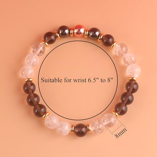 KSQS Healing Stone Bead Bracelet for Women, Natural Gemstones Balance Protection Bracelet, Spiritual Crystal Beads Bracelet Anxiety Relief with Meaning Card - color: Grounding
