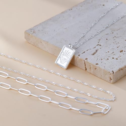 MFRYK Gold/Silver Necklaces Stack For Women,14K Gold/Sterling Silver Plated Simple Layered Choker Necklaces For Women,Stackable Multilayer Pearl Cross Disc Circle Pendant Cuban Herringbone Snake Paperclip Chain Necklaces Set Jewelry Gift for Women - style